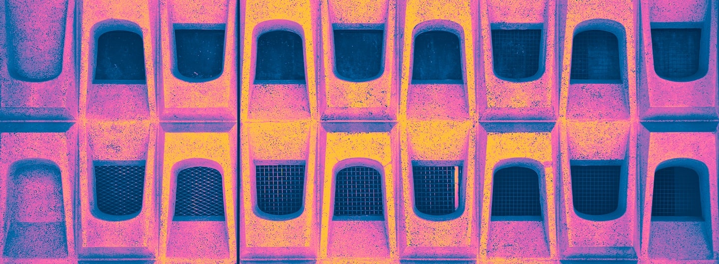 close up of building windows with gradient overlay