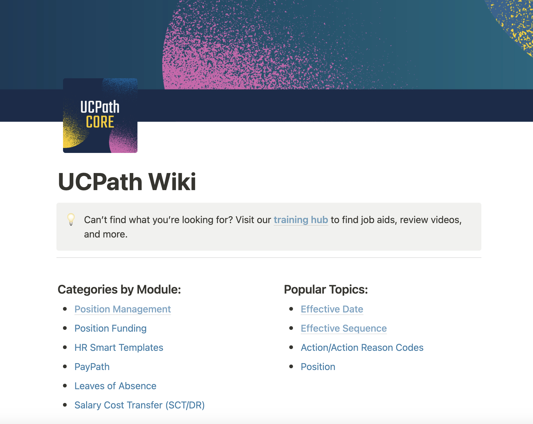 screenshot of ucpath wiki page